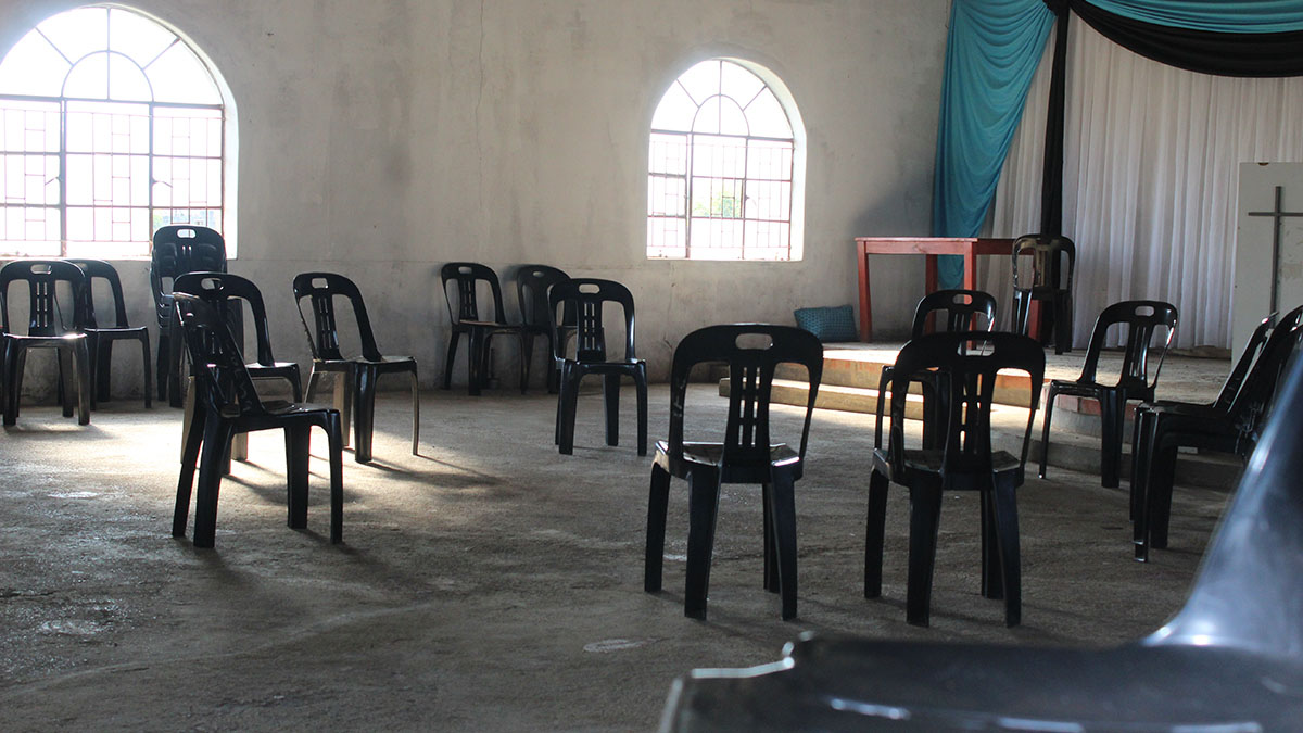 The inside of the church where the women were killed.